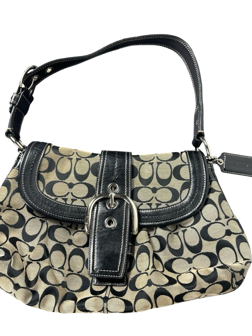 Vintage Authentic Coach Soho Signature Flap Buckle Bag Shoulder Bag #F15203